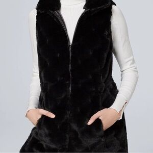 White House Black Market Black Faux Fur Vest
